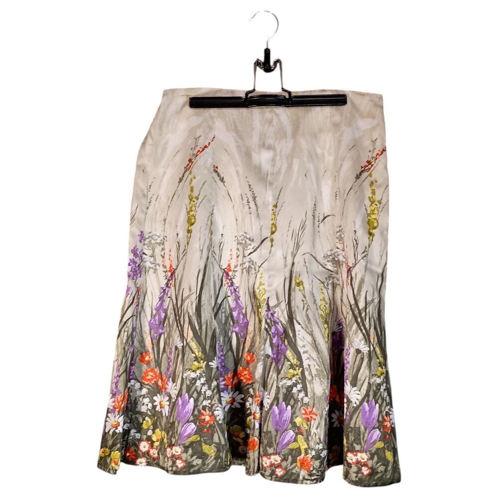 Chico's Silk Skirt Midi Womens 1X English Garden Berkley Floral Cottage Pleated